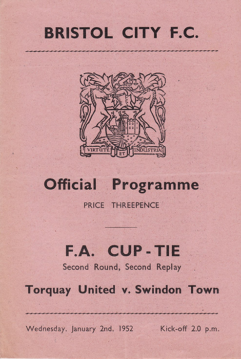 <b>Wednesday, January 2, 1952</b><br />vs. Torquay United (Neutral)